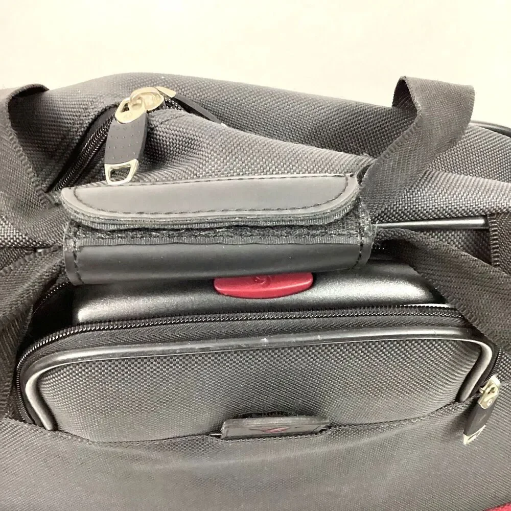 Samsonite Rolling Laptop Bag - Black/Red - Carry Handle + Pull-Along - EUC!